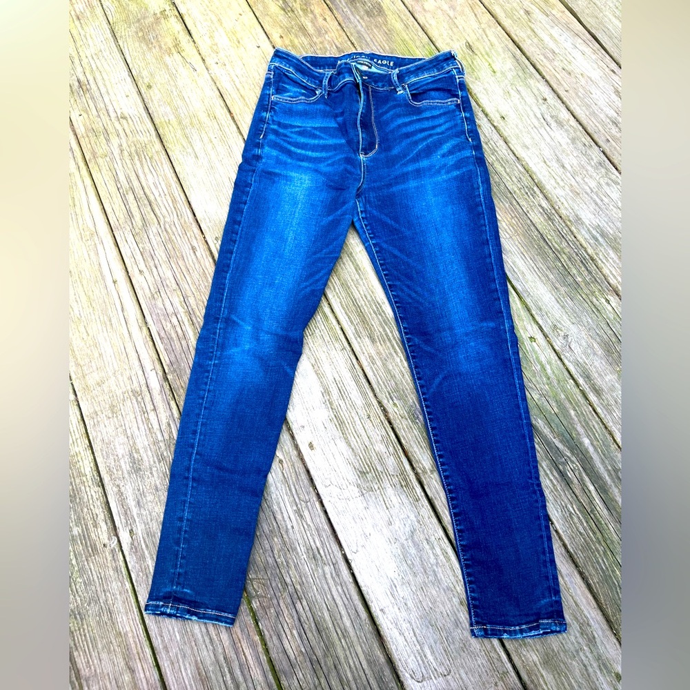 American Eagle High Rise Super Stretchy Blue Women's Jeans Size 14